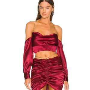 Revolve x Michael Costello Sybil  Chain Crop Top Deep Red Size Medium NWT